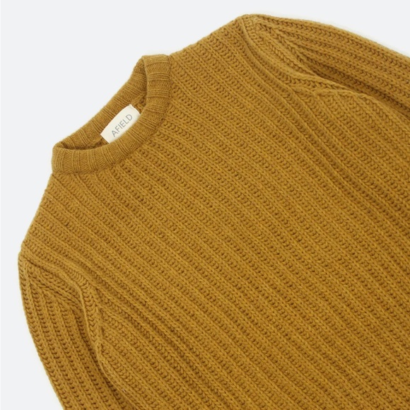 Far Afield | Mustard Tanner Ribbed Knit Lambs Wool Sweater - Picture 3 of 13